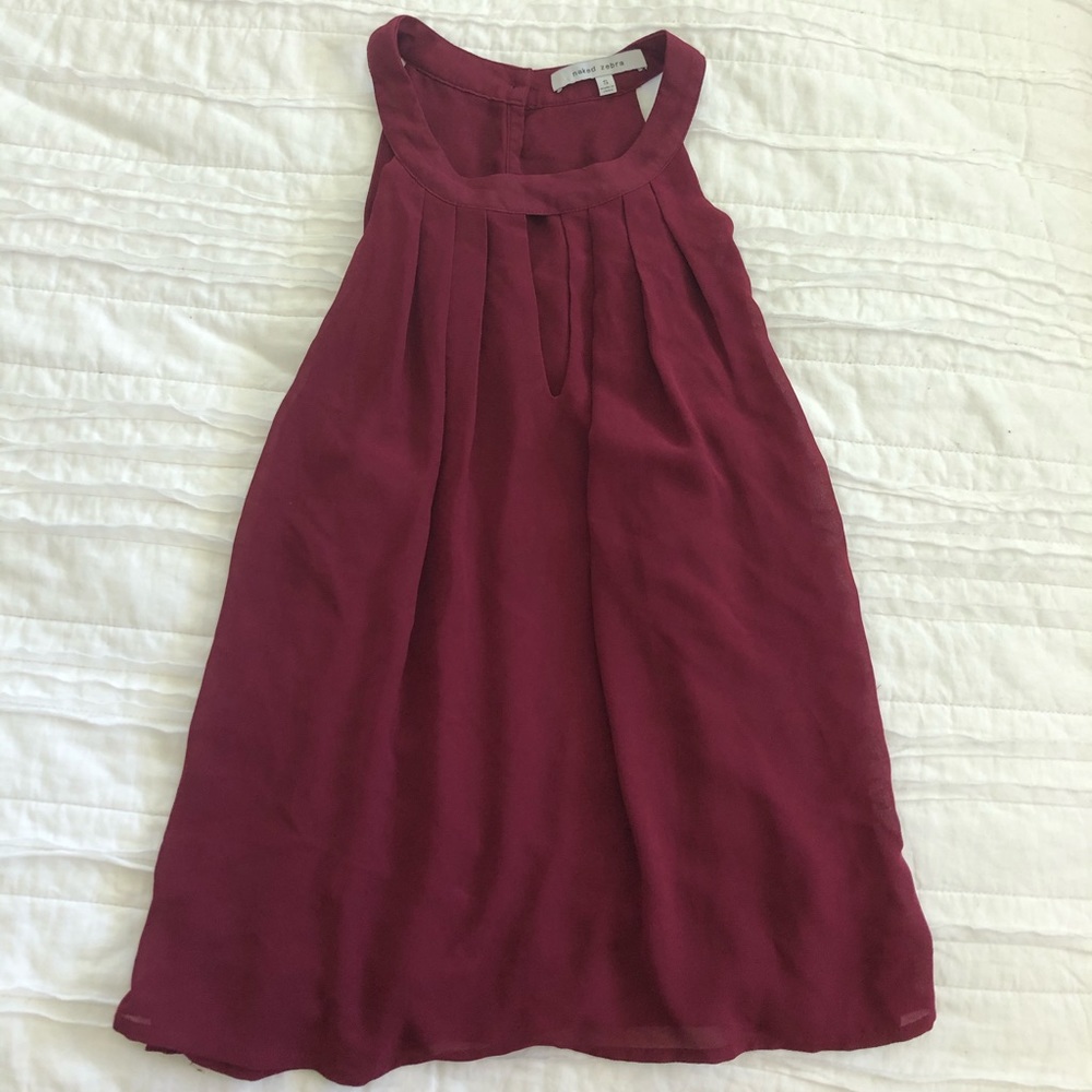Naked Zebra Burgundy Chiffon Pleated Blouse